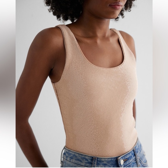 NWT Express Body Contour Sequin Scoop Neck Bodysuit - Picture 1 of 6